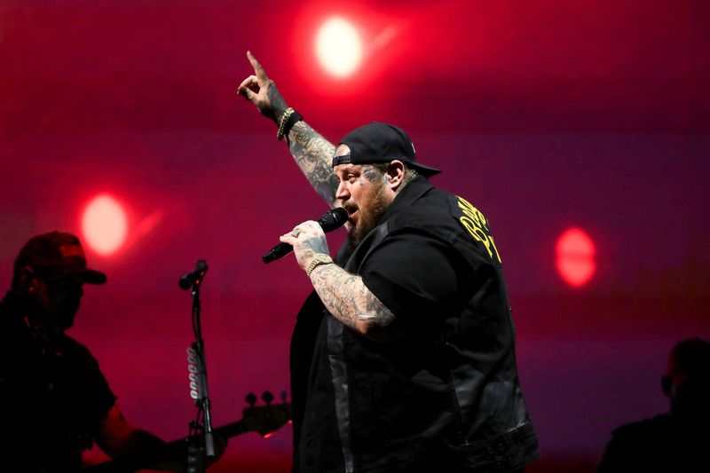 Jelly Roll performs on the Mane Stage during Stagecoach in Indio, Calif., on Friday, April 26, 2024.