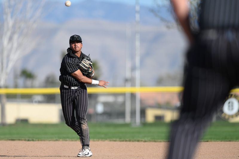 Sultana’s Isac Gamez throws the ball to first during the fourth inning against Hesperia on Tuesday, March 25, 2025 in Hesperia.