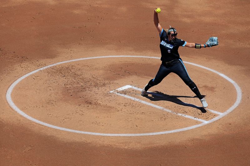 North Florida starting pitcher/relief pitcher Allison Benning (8) throws during the first inning of an NCAA softball ASUN Conference matchup Sunday, April 14, 2024 at UNF Softball Complex in Jacksonville, Fla. FGCU defeated UNF 4-3.