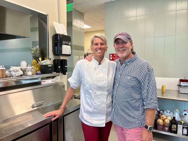 Jennifer and Brian Wilson of Juno Beach smile on May 15, 2024, at Big Easy Cafe, a restaurant they lead in Jupiter, Fla.