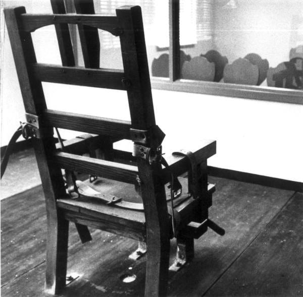 A photo of Florida's electric chair at Florida State Prison at Starke, Fla taken before Ted Bundy's execution.