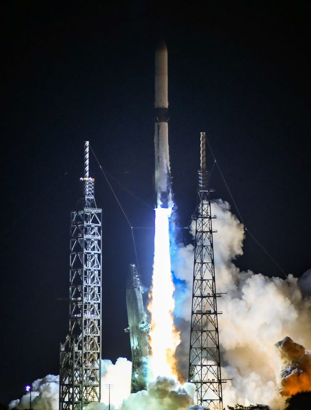 A Blue Origin New Glenn rocket lifts off on its inaugural launch from Cape Canaveral Space Force Station Thursday morning, January 16, 2025. Craig Bailey/FLORIDA TODAY via USA TODAY NETWORK