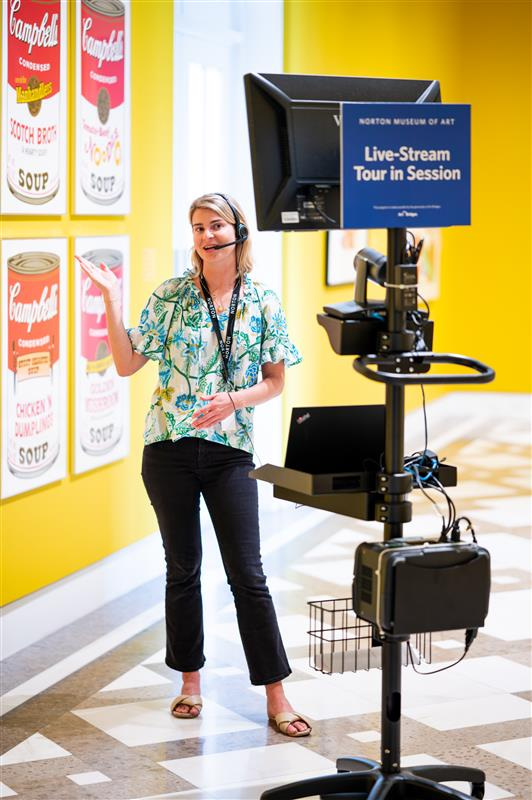 Meredith Gregory, director of school and teacher programs, leads a virtual tour at the Norton Museum of Art in West Palm Beach. The museum began offering virtual tours during the COVID-19 pandemic in 2020.