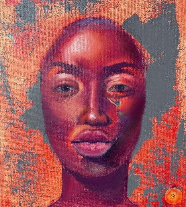 2024 Senior Portfolio Winner in the Mahaska Whitley Student Exhibition: Desiree Scorsone, "Black Beauty" from Lincoln High School.