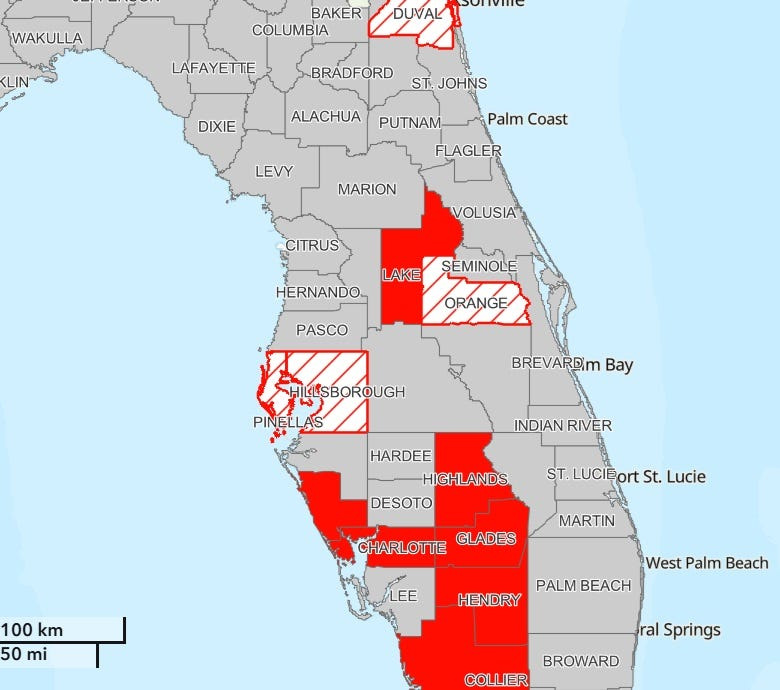 Burns bans are in place for several Florida counties as drought conditions continue April 1, 2025.
