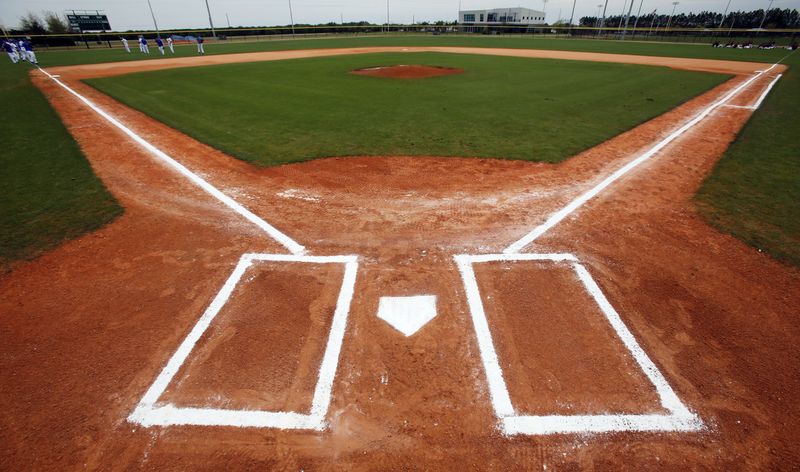 Fresh baselines await the new game during the 2013 RussMatt Central Florida Invitational game at the Lake Myrtle Sports Complex in Auburndale, Florida, Friday March 1, 2013. The Ledger/ Rick Runion