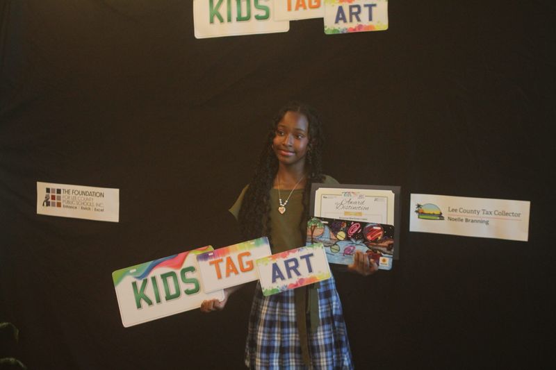 The Lee County Tax Collector and the Foundation for Lee County Public Schools awarded 91 students with an Award of Distinction for their creative license plate designs in the annual Kids Tag Art program.