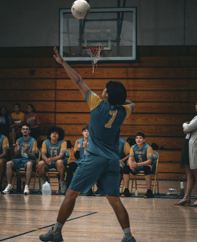 Auburndale volleyball player Ethan Tran competes in the regional quarterfinals Tuesday, May 6, 2025, against Bishop Moore.