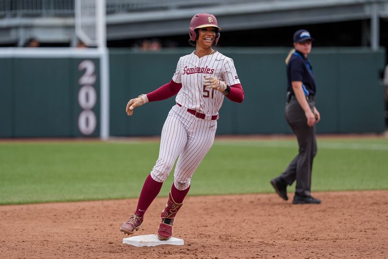 FSU softballs Michaela Edenfield celebrates her home run against Duke on Friday, May 9, 2025