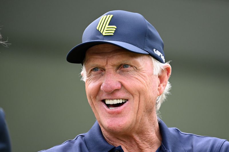 Aug 16, 2024; Greenbrier, West Virginia, USA; LIV Golf CEO Greg Norman at The Old White at the Greenbrier. Mandatory Credit: Bob Donnan-USA TODAY Sports