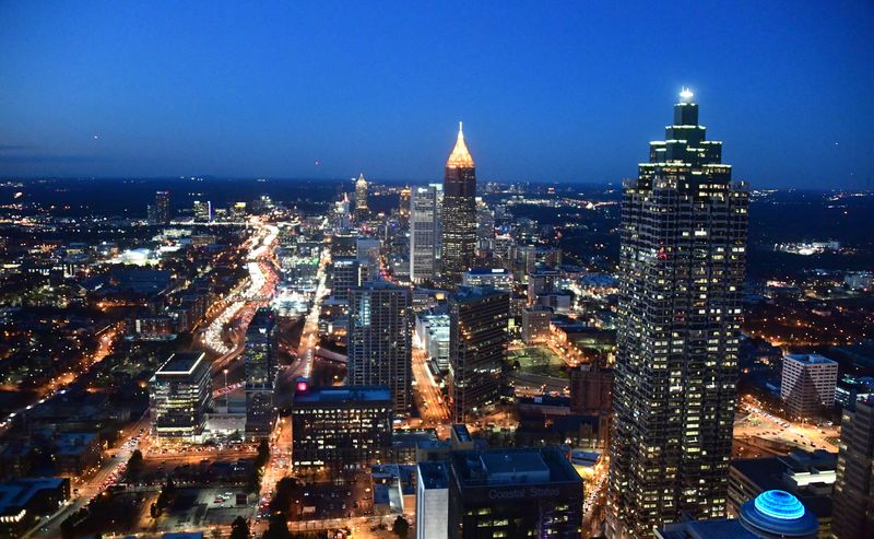 Jan 31, 2019; Atlanta, GA, USA; General overall view of the downtown Atlanta skyline. Mandatory Credit: Kirby Lee-USA TODAY Sports