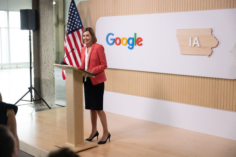 Iowa Gov. Kim Reynolds speaks at an event announcing Google’s $1 billion investment in its Council Bluffs data centers on Tuesday, July 2, 2024.