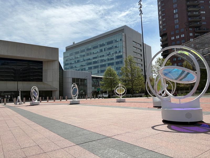 The Optik interactive art display will be in downtown Des Moines until May 26, 2025.