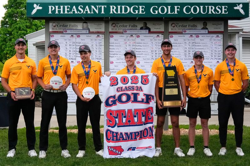 Waverly-Shell Rock won the first place team trophy at the class 3A Iowa boys state golf meet May 28, 2025 at Pheasant Ridge Golf Course in Cedar Falls, Iowa.