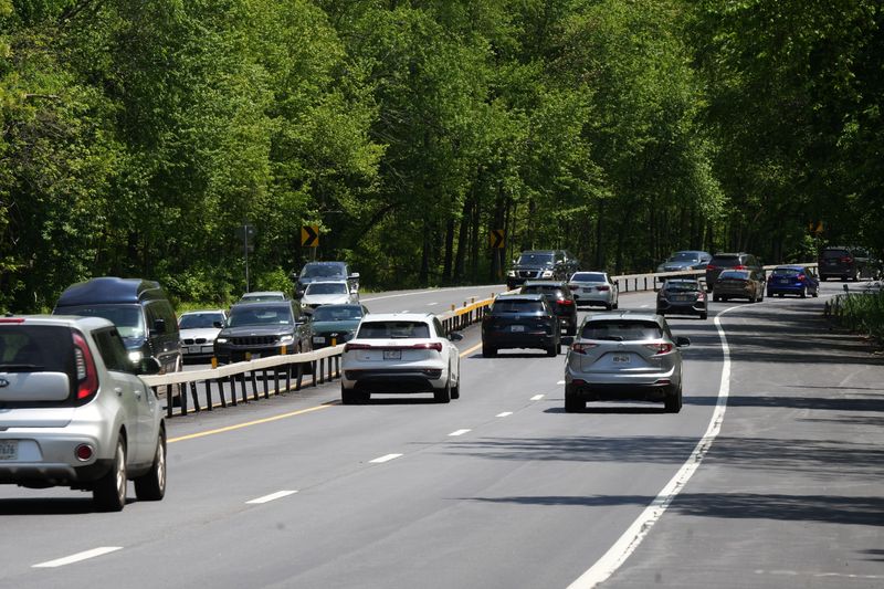 Cars travel on a resurfaced area of Route 9A, also known as the Briarcliff-Peekskill Parkway, in Ossining May 12, 2025. Route 9A, from Route 133 in Ossining to Maiden Lane in Cortlandt is part of a $16 million road resurfacing project.