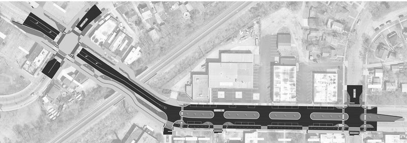This rendering shows the Mishawaka Avenue Streetscape project the city will begin in spring 2025. The road will be reconfigured for a two-lane street with a median, a multi-use path on the south side and a raised intersection, at left, at Mishawaka and Longfellow avenues. The street project will go to Emerson Street to the east.