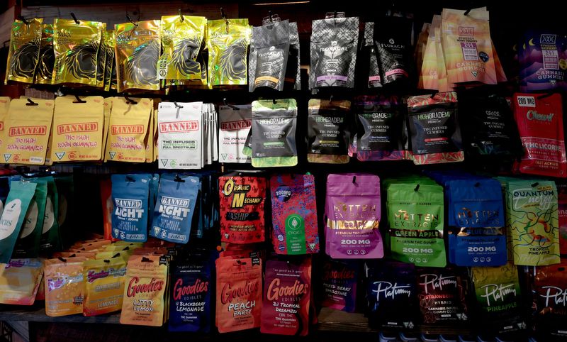 Various brands of gummy edibles are for sale at Greenhouse of Walled Lake in Walled Lake on July 18, 2023. The wholesale cannabis buying platform LeafLink found most Michigan consumers buy edibles at the lowest price tier.