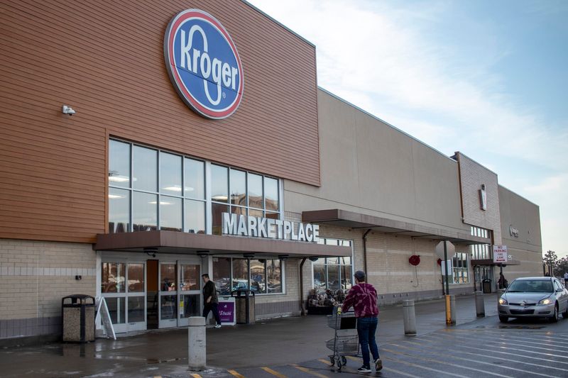 Kroger charges a 50-cent fee to get up to $100 cash back, but that fee soars to $3.50 when you request more than $100. File: Shoppers at the 116705 Fort St Kroger in Southgate on Feb. 21, 2022. Shoppers have noticed an increase in price for some of purchases.