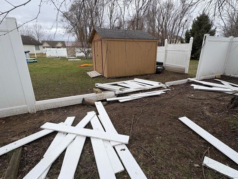 Minor damage from Sunday night's tornado in Milan is shown.