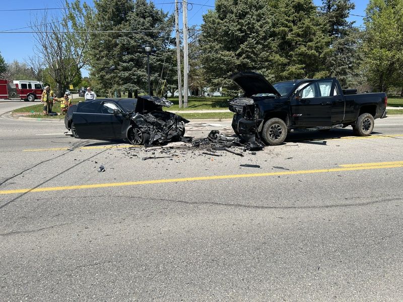 A head-on collision involving a Cadillac CTS and Chevy Silverado happened Sunday, May 11, 2025, in Belding, northwest of Ionia, on M-44, near Orchard Street.