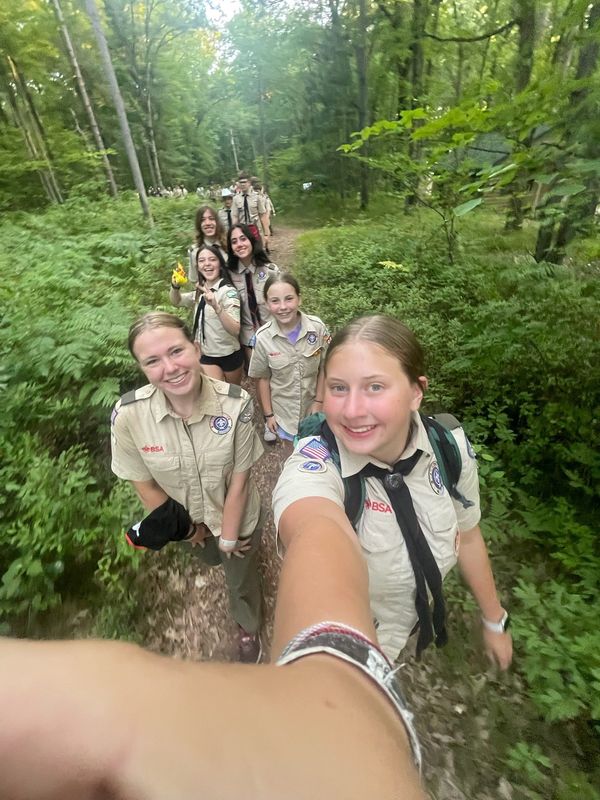 Lauren James, front, takes a selfie during an outing with Troop 903G.
