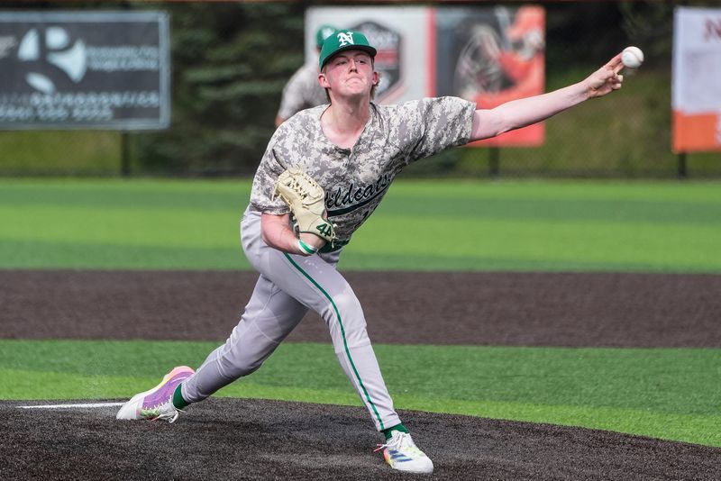 Novi pitcher Uli Fernsler throws during the thirdinning against Northville at Northville High School in Northville, on Monday, May 12, 2025.