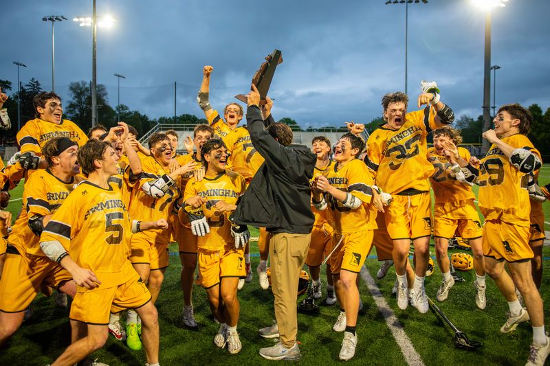 Birmingham United celebrates winning the Division 1 boys lacrosse regional championship on Wednesday, May 28, 2025, at Birmingham Seaholm High School.