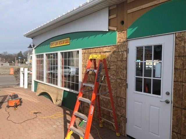 Monte Alban Mexican Grill at 717 Titus Ave., Irondequoit, is temporarily closed after being struck by a car.