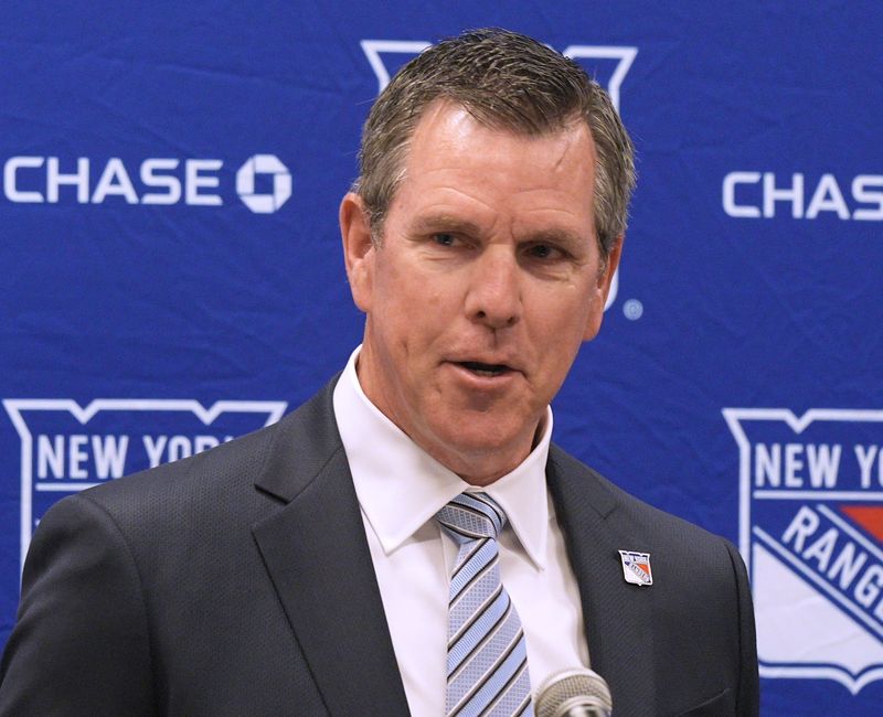 NY Rangers head coach Mike Sullivan is introduced during a press conference at the MSG Training Center in Tarrytown, New York May 8, 2025.