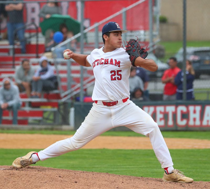 Ketcham's John Esposito pitches during their game versus John Jay on May 13, 2025.