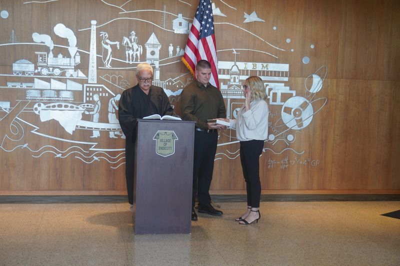 The Village of Endicott's newest trustee, Anna Marion, is sworn in on May 29.