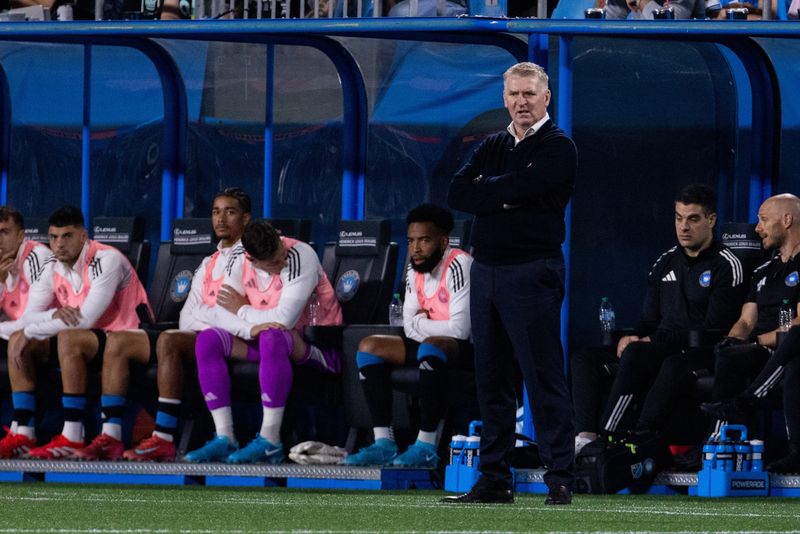 FILE PHOTO: Mar 15, 2025; Charlotte, North Carolina, USA; Charlotte FC manager Dean Smith watches his team against the FC Cincinnati during the first half at Bank of America Stadium. Mandatory Credit: Scott Kinser-Imagn Images/File Photo