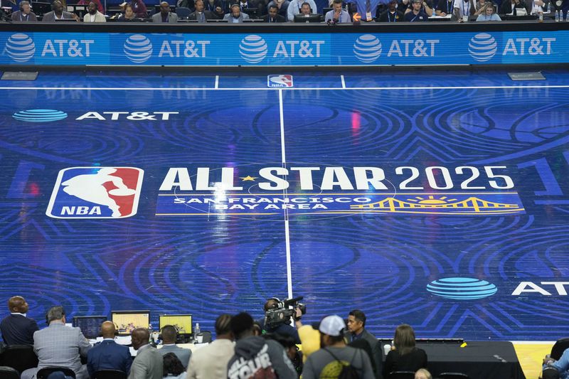 FILE PHOTO: Feb 15, 2025; Oakland, CA, USA; A view of the NBA All-Star Game logo during the second half of the All Star-HBCU game at Oakland Arena. Darren Yamashita-Imagn Images/ File Photo