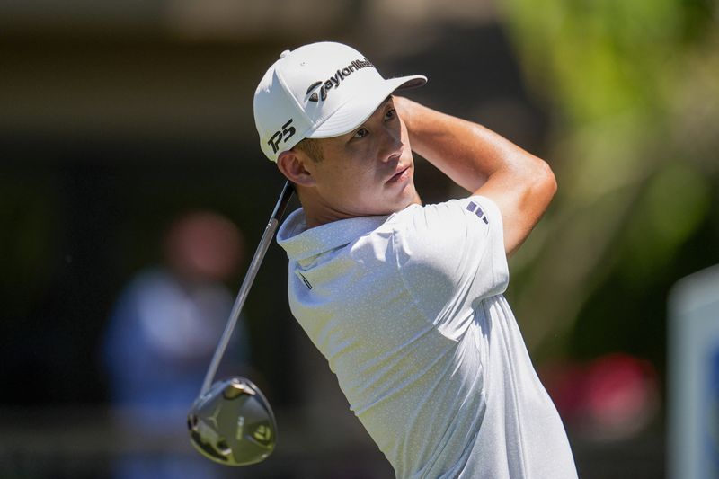FILE PHOTO: Apr 19, 2025; Hilton Head, South Carolina, USA; Collin Morikawa tees off on three during the third round of the RBC Heritage golf tournament. Mandatory Credit: Jim Dedmon-Imagn Images/File Photo
