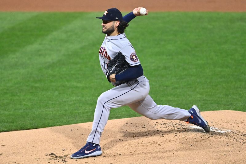 FILE PHOTO: Nov 1, 2022; Philadelphia, PA, USA; Houston Astros starting pitcher Lance McCullers Jr. (43) pitches against the Philadelphia Phillies in the first inning during game three of the 2022 World Series at Citizens Bank Park. Mandatory Credit: Kyle Ross-USA TODAY Sports/File Photo