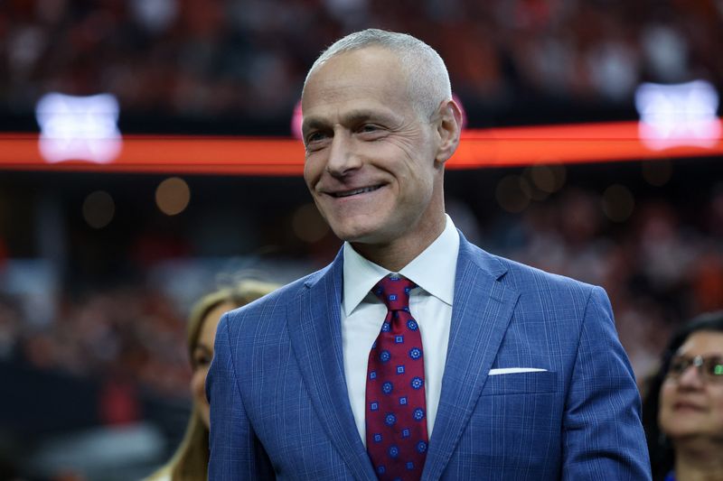 FILE PHOTO: Dec 2, 2023; Arlington, TX, USA;  Big 12 commissioner Brett Yormark before the game between the Texas Longhorns and Oklahoma State Cowboys at AT&T Stadium. Kevin Jairaj-USA TODAY Sports/ File Photo