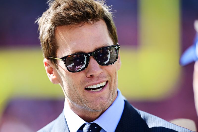 FILE PHOTO: Sep 8, 2024; Cleveland, Ohio, USA; Fox Sports broadcaster Tom Brady talks on the field before the game between the Cleveland Browns and the Dallas Cowboys at Huntington Bank Field. Ken Blaze-Imagn Images/ File Photo