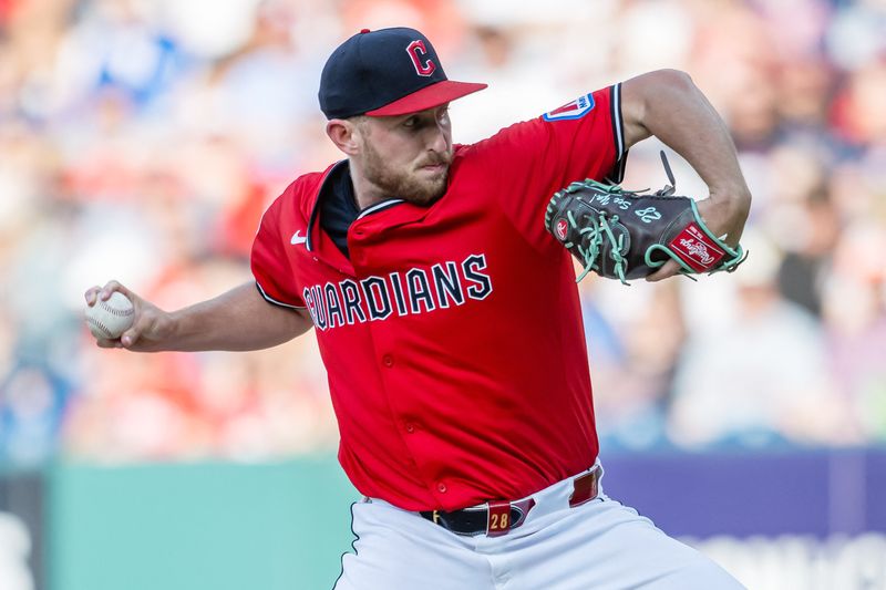 FILE PHOTO: May 10, 2025; Cleveland, Ohio, USA; Cleveland Guardians starting pitcher Tanner Bibee (28) throws a pitch during the first inning against the Philadelphia Phillies at Progressive Field. Mandatory Credit: Ken Blaze-Imagn Images/File Photo