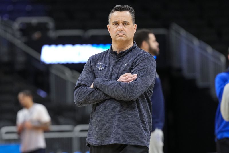 FILE PHOTO: Mar 20, 2025; Milwaukee, WI, USA;  Xavier Musketeers head coach Sean Miller during NCAA Tournament First Round Practice at Fiserv Forum. Mandatory Credit: Jeff Hanisch-Imagn Images/File Photo
