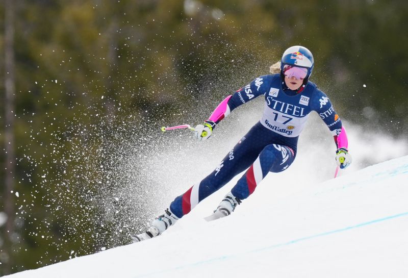 FILE PHOTO: Mar 23, 2025; Sun Valley, ID, USA; Lindsey Vonn of the United States during the women's Super G alpine skiing race in the 2025 FIS Ski World Cup at Sun Valley. Mandatory Credit: Christopher Creveling-Imagn Images/File Photo