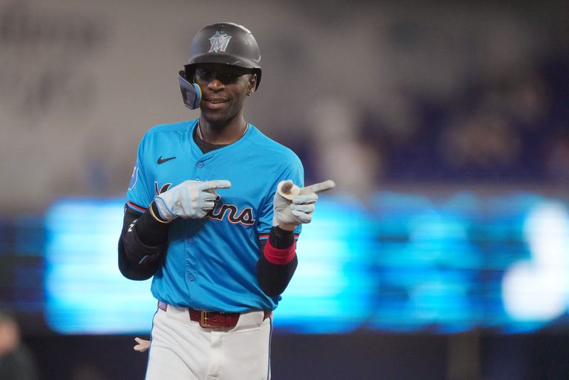 FILE PHOTO: Jun 23, 2024; Miami, Florida, USA;  Miami Marlins center fielder Nick Gordon (1) rounds the bases after hitting a three-run home run against the Seattle Mariners in the first inning at loanDepot Park. Jim Rassol-USA TODAY Sports/File Photo