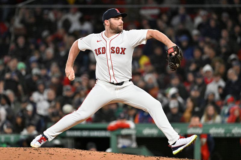 FILE PHOTO: May 21, 2025; Boston, Massachusetts, USA; Boston Red Sox relief pitcher Liam Hendriks (31) pitches against the New York Mets during the sixth inning at Fenway Park. Mandatory Credit: Eric Canha-Imagn Images