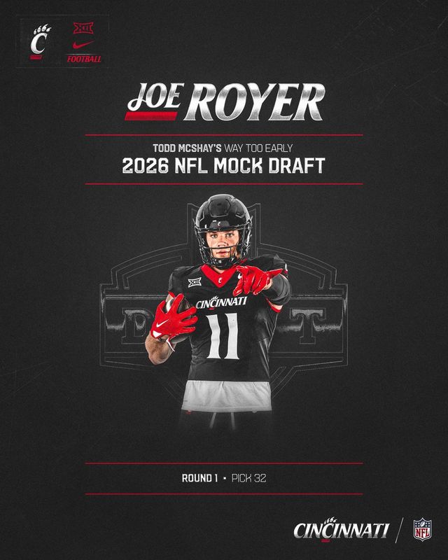 Cincinnati Bearcats tight end Joe Royer is projected as a first-round pick in 2026 by NFL draft expert Todd McShay.