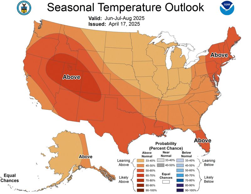 The 2025 summer weather outlook for June, July and August issued by the National Weather Service.