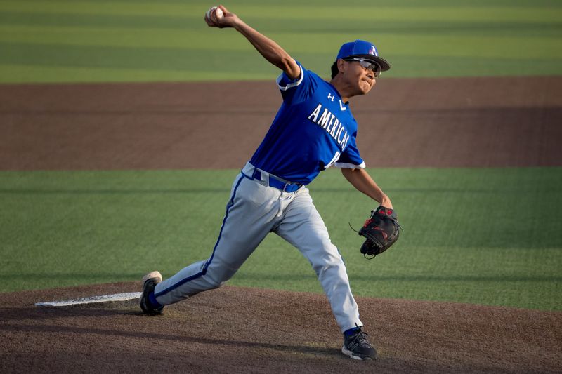 Americas’ Isaac Arrieta (15) pitches the ball at a baseball game against Eastwood High School Tuesday, April 16, 2024, at Eastwood High School, in El Paso, TX.