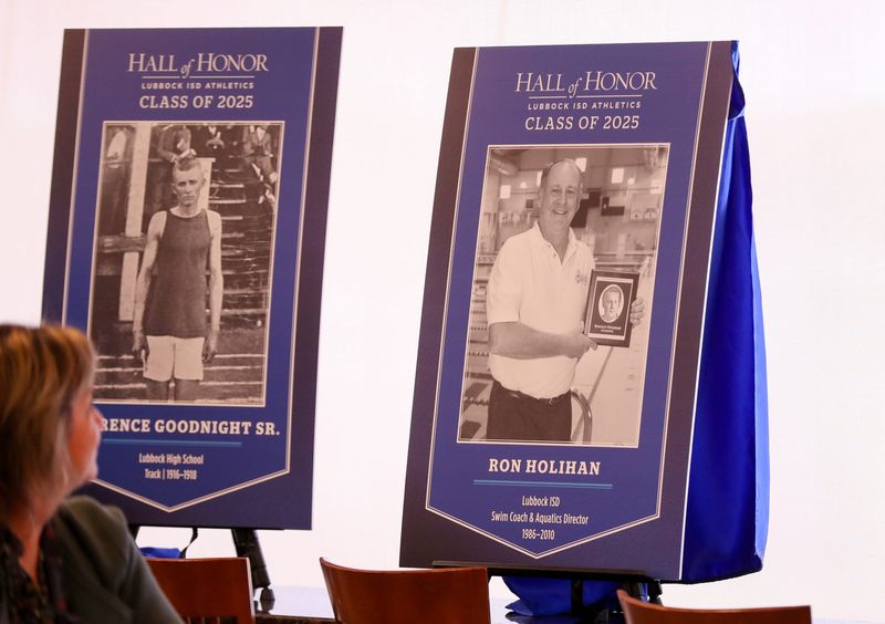 Inductees into the Lubbock ISD athletics hall of honor are revealed, Wednesday, May 7, 2025, at Lowrey Field.