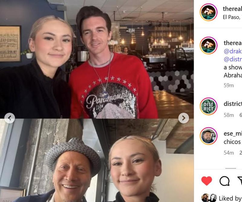 Comedian Rob Schneider and musician Drake Bell were spotted at District Coffee Company on Saturday, May 10. The two are performing in El Paso.