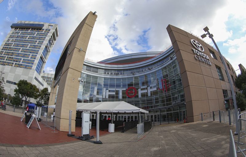 Oct 25, 2024; Houston, Texas, USA; General view outside Toyota Center before the game between the Houston Rockets and the Memphis Grizzlies. Mandatory Credit: Troy Taormina-Imagn Images