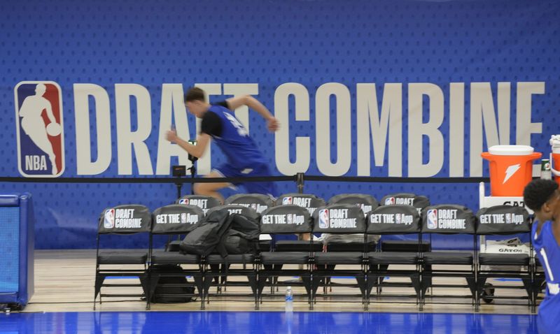 May 13, 2025; Chicago, Il, USA; Cooper Flagg (51) participates in the 2025 NBA Draft Combine at Wintrust Arena. Mandatory Credit: David Banks-Imagn Images