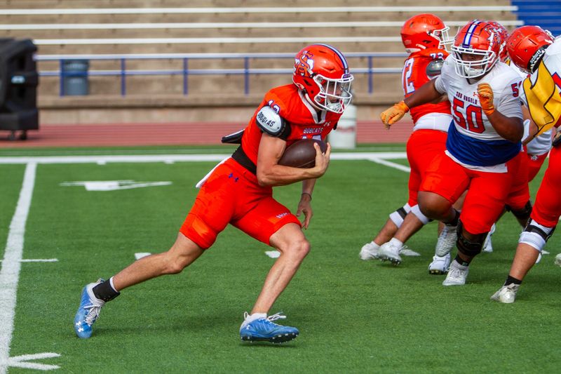 The San Angelo Central football team competes in the spring game practice at San Angelo Stadium on Thursday, May 15, 2025.